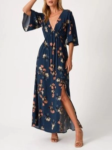 2023 Women's V-neck printed dress