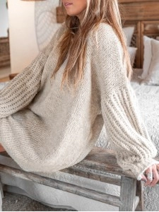 casual puff sleeve sweater