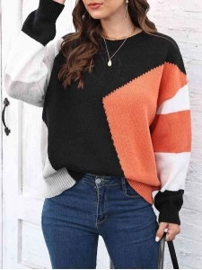 Color Block Round Neck Sweater Color Block Round Neck Sweater