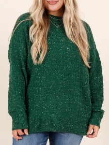 Dark green bright silk loose knit sweater Dark green bright silk loose knit sweater