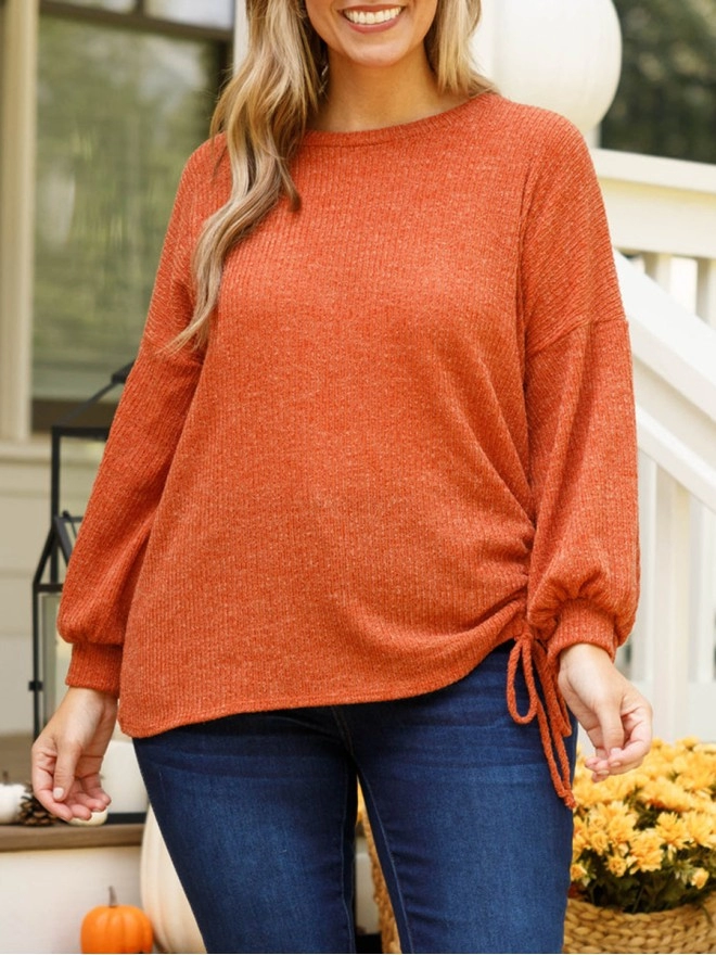 Drawstring design loose knit sweater
