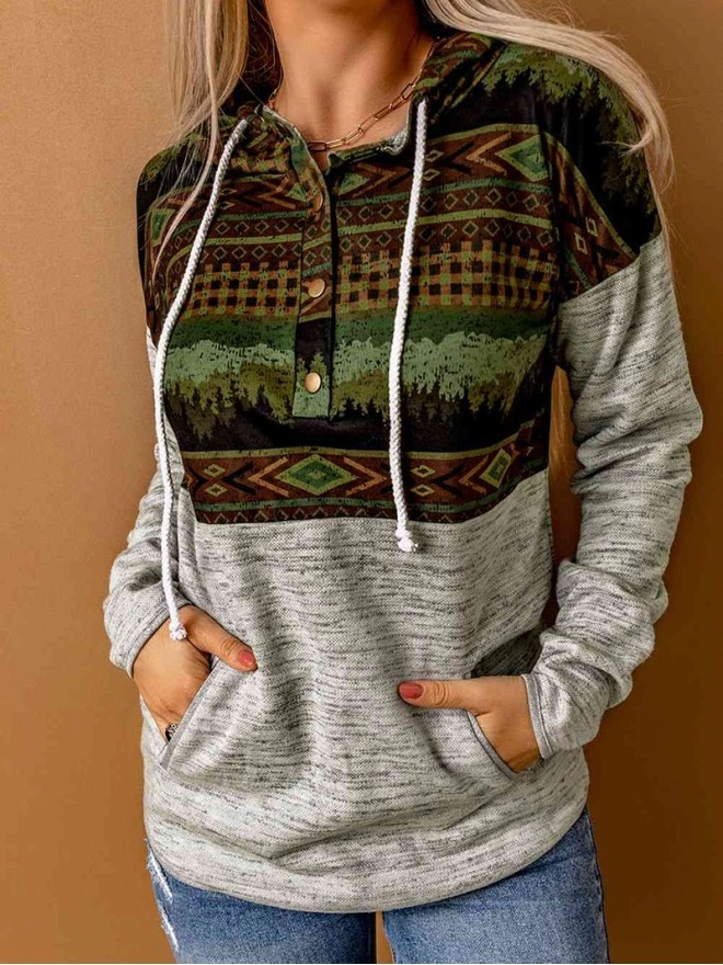 Drawstring Dropped Shoulder Hoodie with Pockets