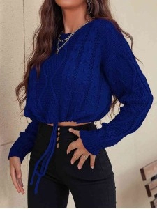 Drawstring Round Neck Sweater