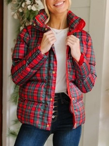 Red Tartan Plaid Puffer Jacket Red Tartan Plaid Puffer Jacket