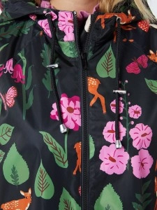 Winter Floral Print Raincoat
