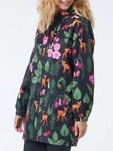 Winter Floral Print Raincoat