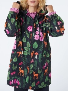 Winter Floral Print Raincoat