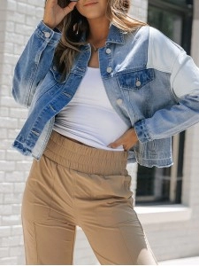 Women's contrast patchwork denim jacket