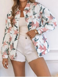 Women's contrast star print denim jacket Women's contrast star print denim jacket