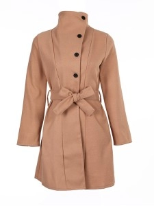 Women's solid color woolen coat
