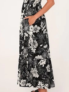 Women's suspender printed dress