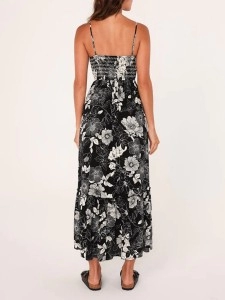 Women's suspender printed dress