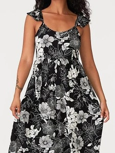 Women's V-neck printed casual dress