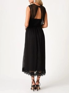 Women's V-neck printed lace dress