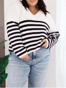 Women's V-neck striped sweater
