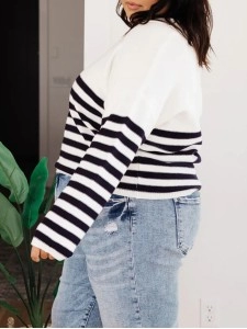 Women's V-neck striped sweater