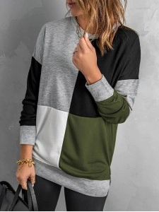 Women's versatile color block crew neck sweatshirt Women's versatile color block crew neck sweatshirt