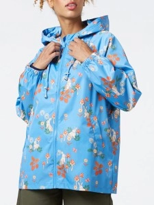 Blue Floral Print Raincoat