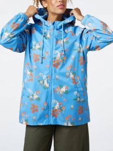 Blue Floral Print Raincoat
