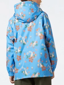 Blue Floral Print Raincoat