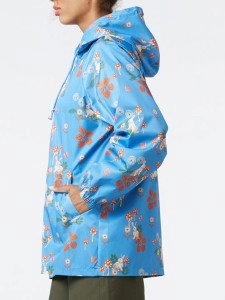 Blue Floral Print Raincoat