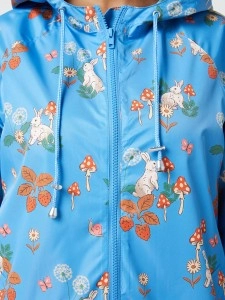 Blue Floral Print Raincoat