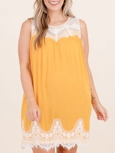Yellow patchwork lace fabric dress Yellow patchwork lace fabric dress